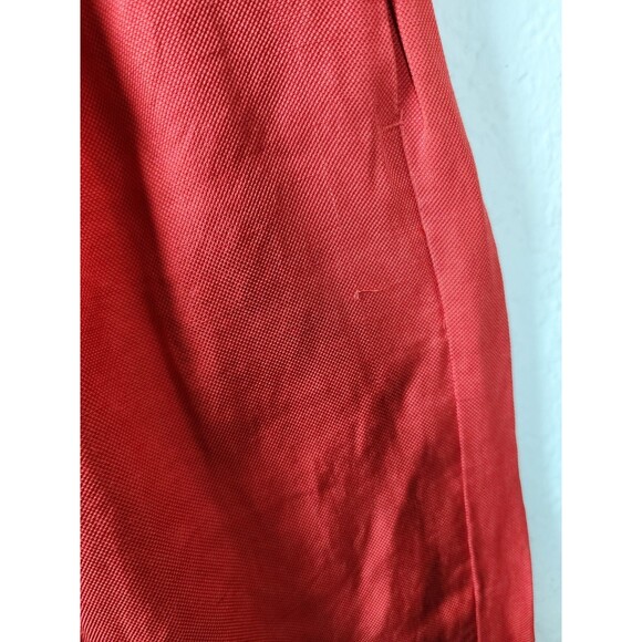 H&M Womens Size 2 Red Linen Blend Trousers Straight Leg Elastic Waist Pockets - Picture 2 of 7